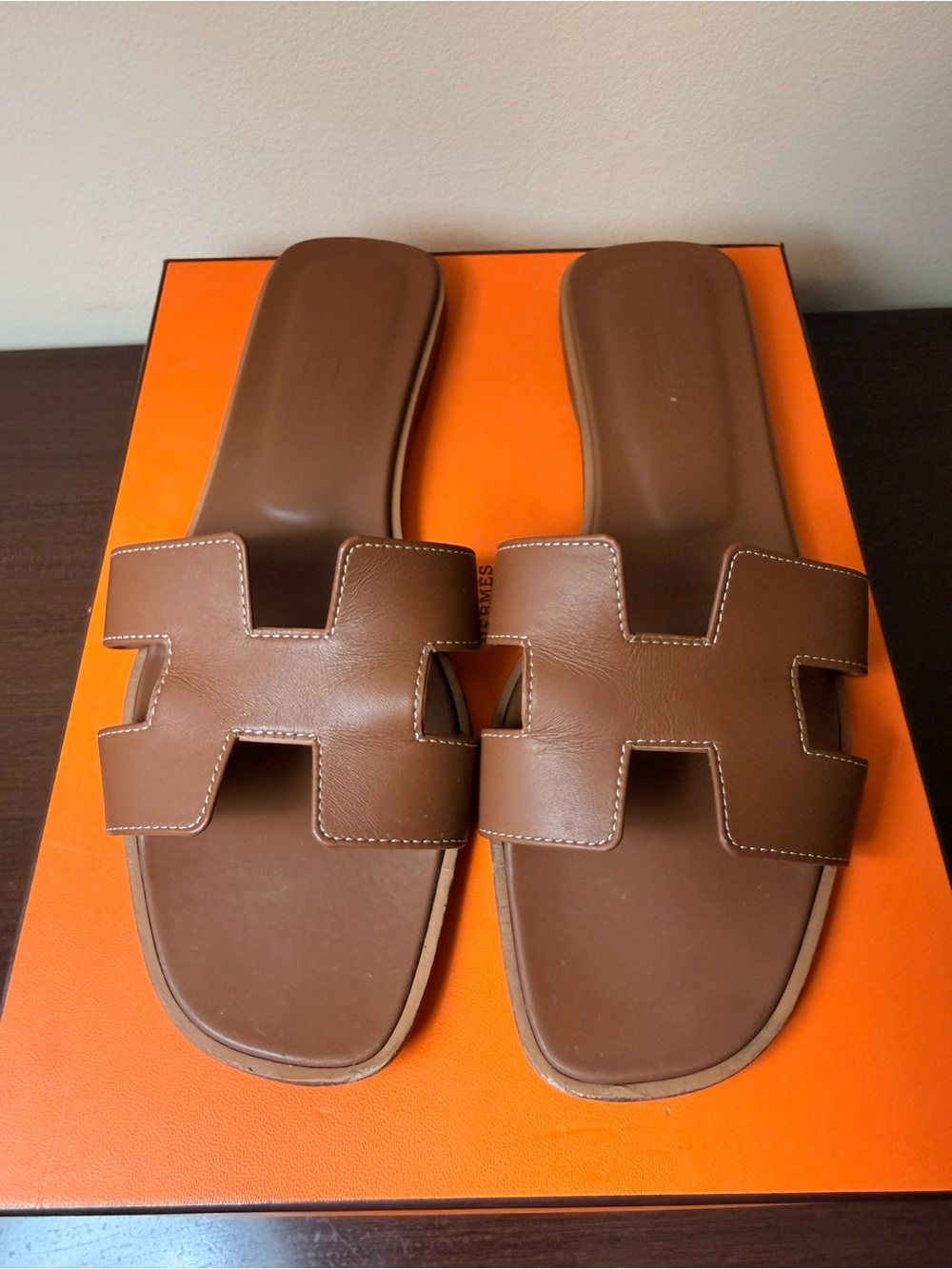 Hermes Oran Sandal Brown 9.5